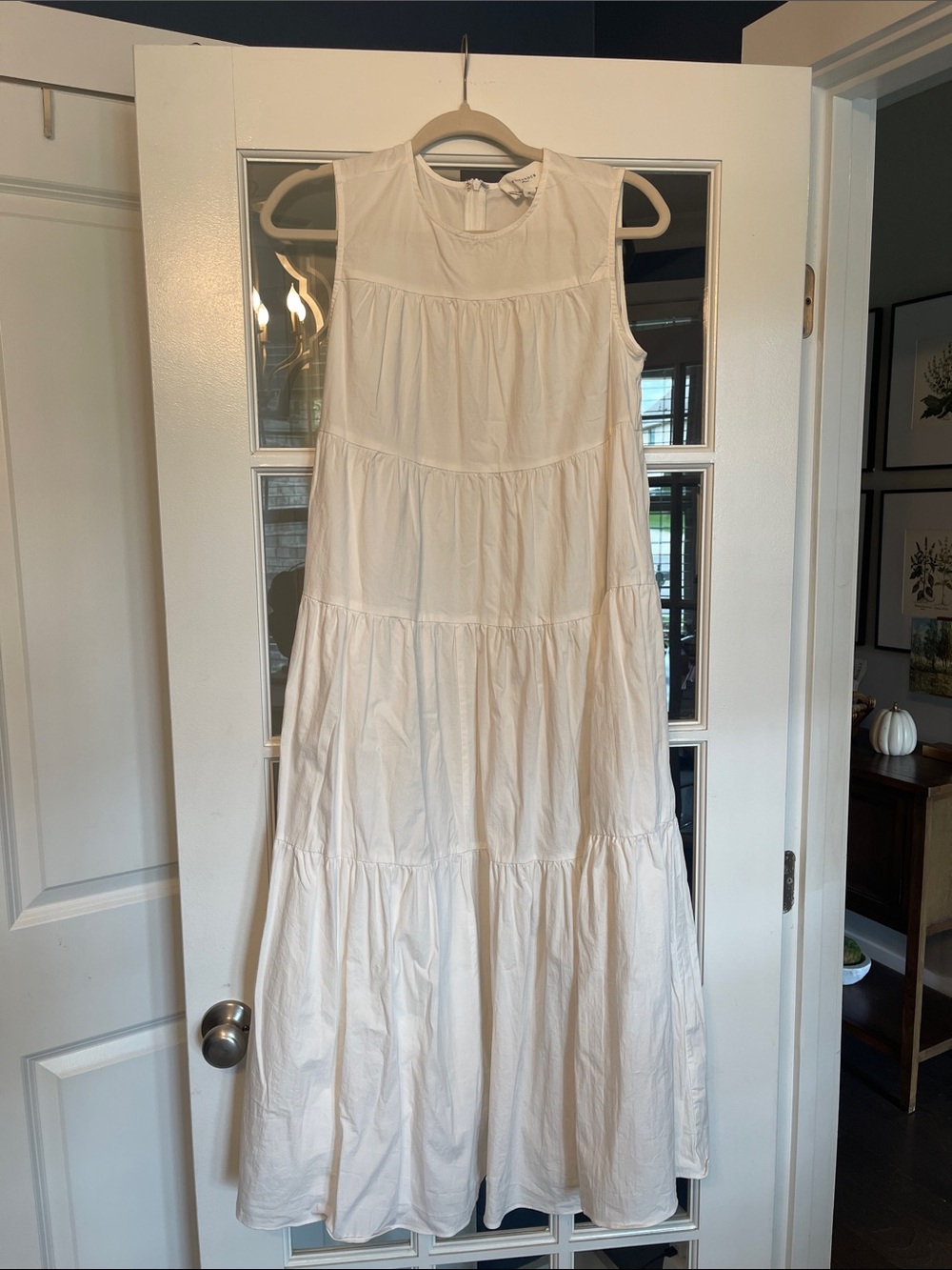 Pomander Place Cream Sleeveless Tiered Midi Dress